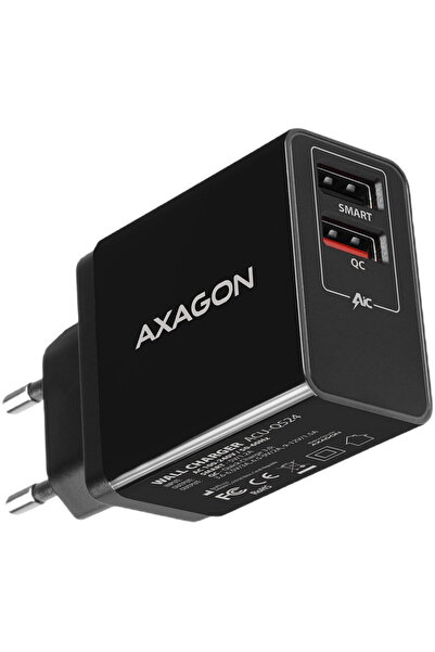 Axagon Incarcator retea ACU-QS24, Smart Charging, 1x 5V/1.2A USB port, 1x USB...