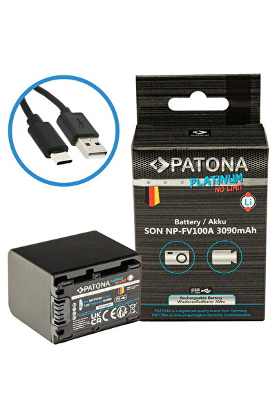 Patona Acumulator de înlocuire Platinum NP-FV100 3090mAh pentru Sony FDR-AX40...