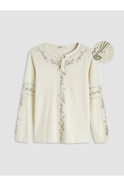 LC Waikiki Μπλούζα με σχέδιο LCW GraceBeige με λαιμόκοψη ποδηλάτου