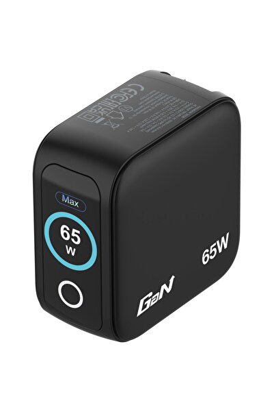 Verbatim Incarcator Mini GaN 30238, cu 3 porturi, 65 W, cu afisaj, Negru