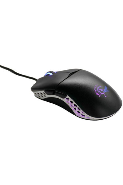 Ducky Mouse gaming White Feather, ultraușor 65g, cablu paracord, 16k DPI, cli...
