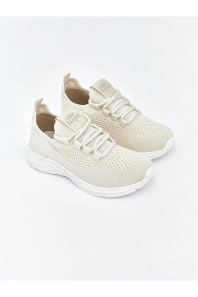 LC Waikiki Lcw Steps Beige Mesh Detailed Girls' Sports Shoes