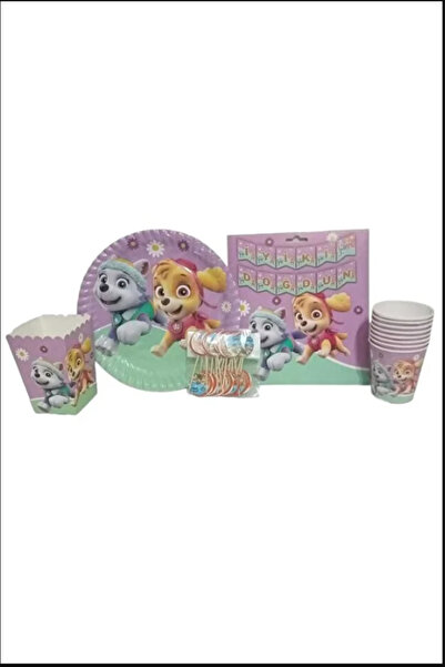 PartAntalya Paw Patrol Lady Tabak Bardak Mısır Kutusu 1 Paket Pasta Kürdanı v...