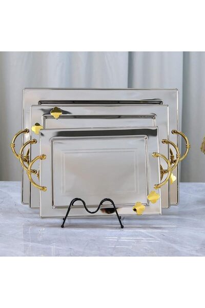 Al Hadaya Mall Stainless Steel Serving Tray with Acrylic Lid Luxury - Nickel ...