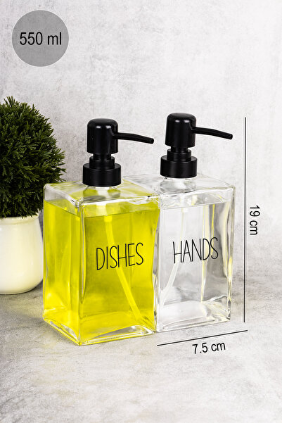 dnshome 2 Adet 550 ml Cam Sıvı Sabun & Bulaşık Deterjan Seti Çeşit Etiket Hed...