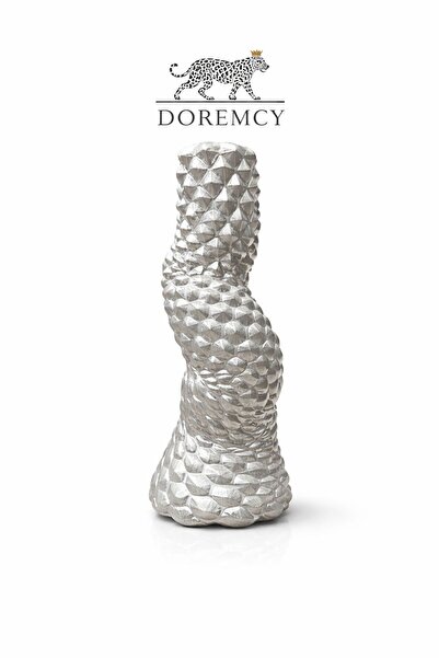 Doremcy Decorative Gold Vase - 40 cm Twisted Design Polyester Cast Modern Liv...