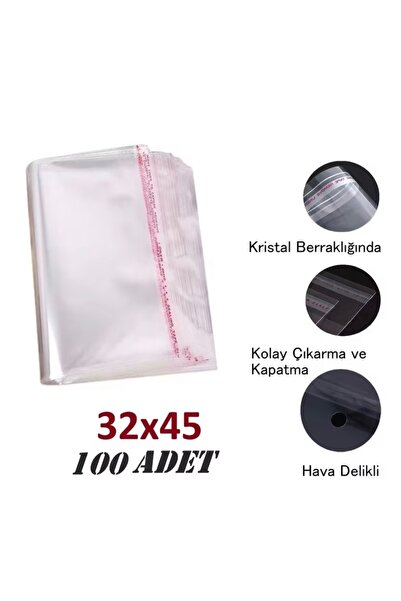 HAREN STORE 100 Adet (30X40 5) Opp Jelatin Bantlı Yapışkanlı Naylon Poşet