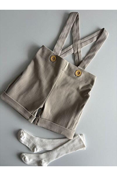 il mio bambino شورت أطفال مصنوع يدويًا من قماش الجبردين القطني مع أشرطة