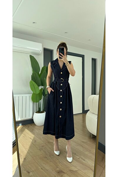 Yasmin Butik Front Buttoned Denim Dress