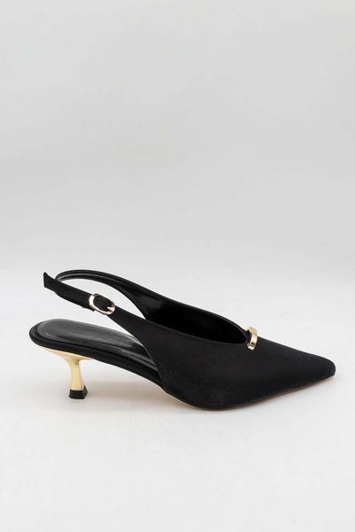 Park Moda Pantofi de damă cu toc scurt, cu dungi din satin și spate deschis PM 439 - K3068