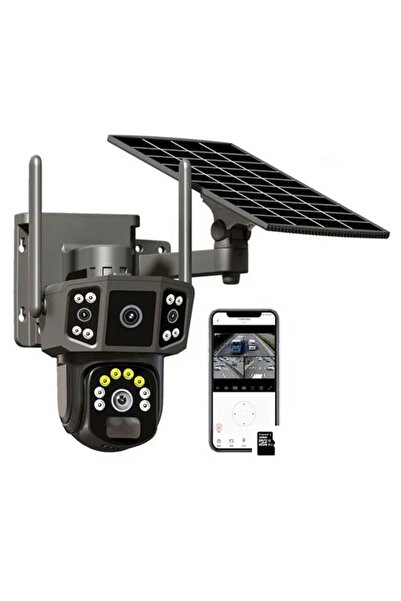 V380 Pro Solar Kamera Wifi Güneş Enerjili 10x Zoom 6MP 2 Lens Alarm Ses Akıll...