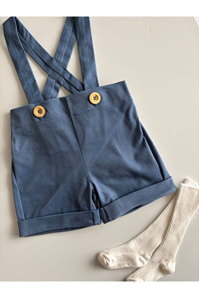 il mio bambino شورت أطفال مصنوع يدويًا من قماش الجبردين القطني مع أشرطة