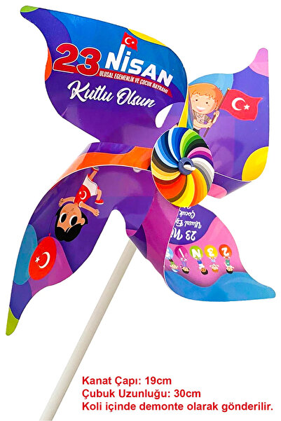 İnci Balon 23 Nisan Temalı Karton Rüzgar Gülü Çocuk Etkinlikleri için 30lu Paket