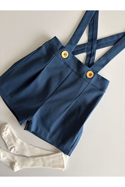 il mio bambino Handmade Cotton Gabardine Fabric Suspender Baby Shorts