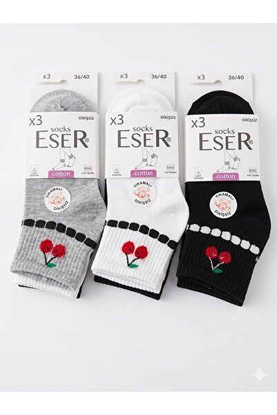 Eser Çorap 12 Pack Cherry Patterned Seamless Women's Booties Socks (36-40)