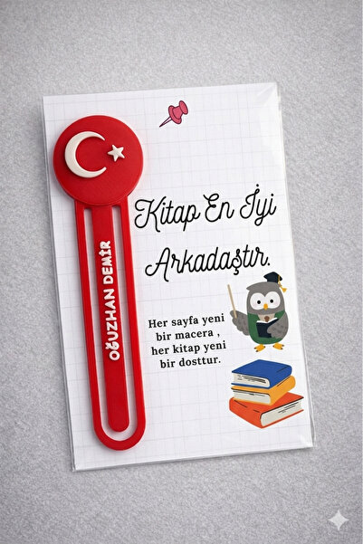 Kal Studio 40’lı Kişiye Özel İsimli Türk Bayraklı KitapAyracı Kırmızı Ay Yıld...