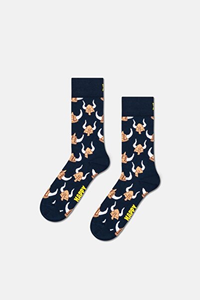 Happy Socks - Navy Blue Viking Helmet Patterned Socks