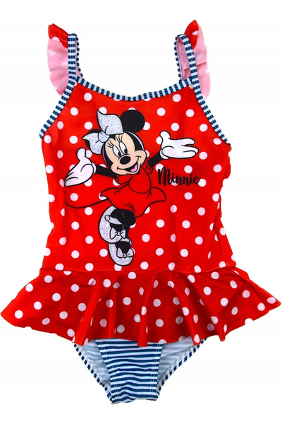 Minnie Mouse Girls' One-Piece Swimsuit with Ruffle Red