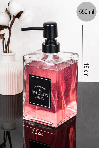 Dolkin Home 550 ml Glass Liquid Soap Dispenser with Label, Single Bathroom Or...