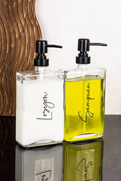 Dolkin Home قطعتان من مجموعة شامبو لوشن زجاجية سعة 500 مل، موزع صابون سائل فا...