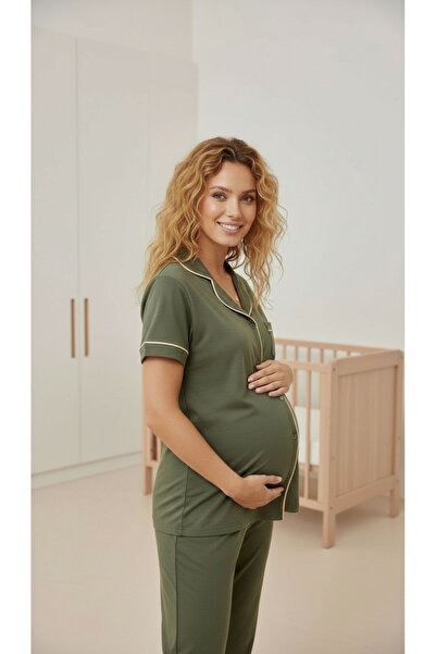 cicial Women's Cotton Short Sleeve Maternity Pajama Set