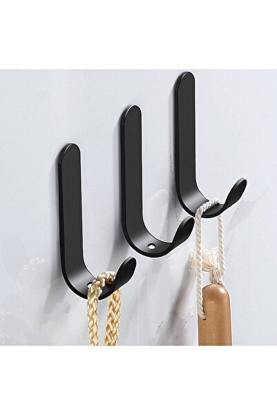 LUXER Set of 3 Self-Adhesive Hook Holders, Metallic, Moisture Resistant, 7 cm...