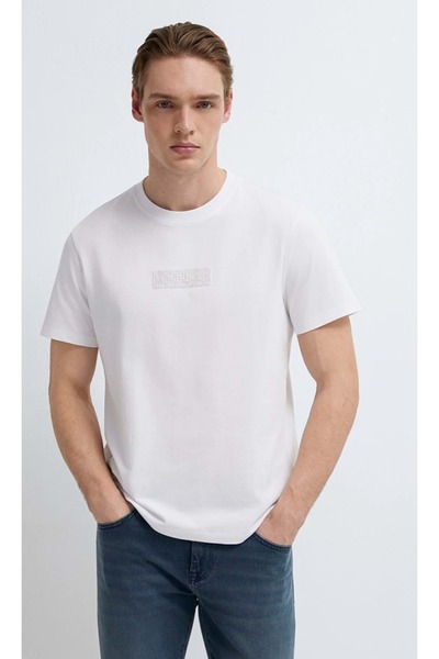 Mavi M0613270 Black Logo Printed T-Shirt Men's T-Shirt White