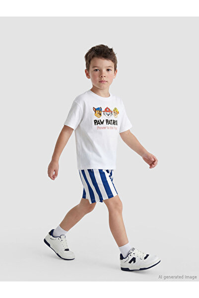 LC Waikiki Lcw Kids White Paw Patrol Printed Boy's T-Shirt and Shorts