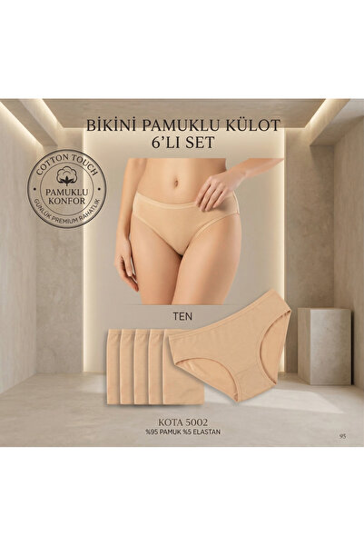 KOTA 6-Piece Women's Bikini Combed Cotton Cotton Panties