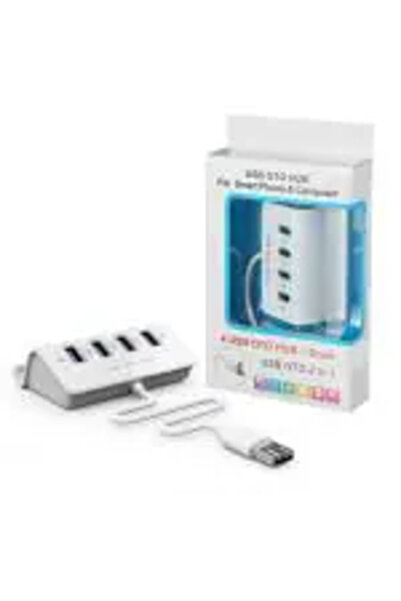 Generic موزع USB OTG عالي السرعة من Edust بـ 4 منافذ مع حامل جوال 2 في 1