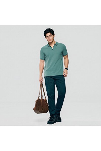 Giordano Men's Slim Fit Small Lion Zipper Polo