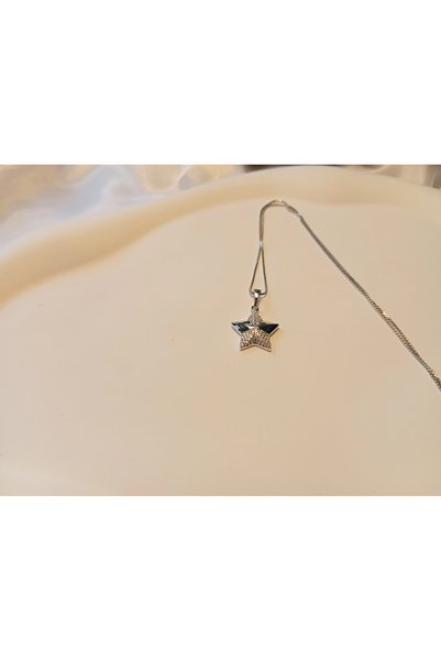 XUPING JEWELRY Silver Color Zircon Stone Star Necklace - 45 cm
