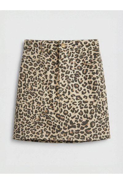 LC Waikiki Παιδική σορτς φούστα LCW σε μπεζ λεοπάρ σχέδιο για κορίτσια