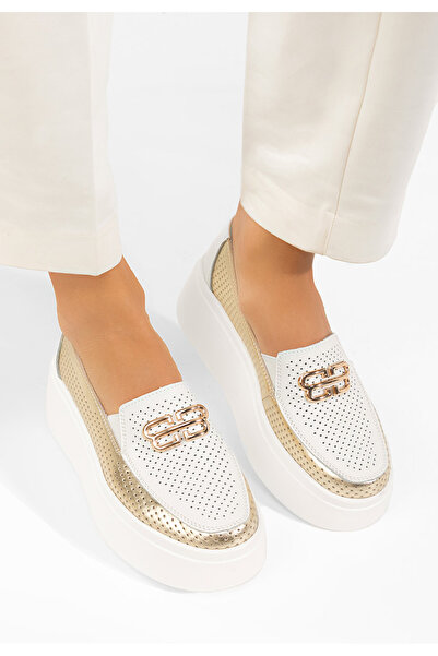 B T Shoes Μοκασίνια γυναικεια δερματινα Brinleya λευκά