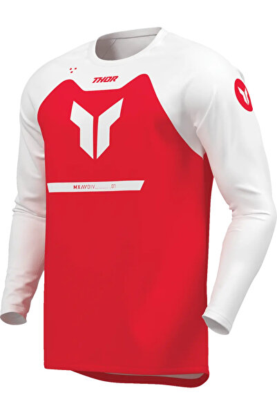 THOR Tricou atv/cross Ridemode Menace, culoare rosu/alb, marime S