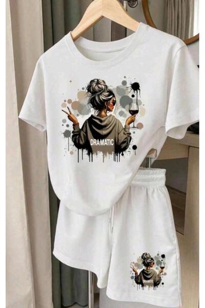 Lario Noixe 2 Piece Dramatic Sarcastic Slogan Funny Printed Women's Sorts Set