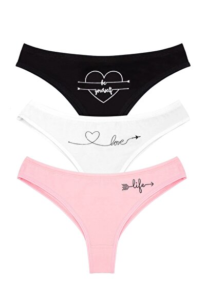 CSN CASANO Slip brazilian din bumbac, pachet de 3, pentru femei