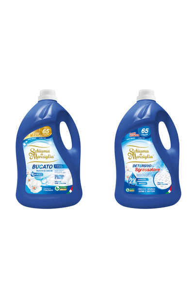 Schiuma di Marsiglia BUCATO laundry detergent 2 x 1L, Classic + Degreaser, in...