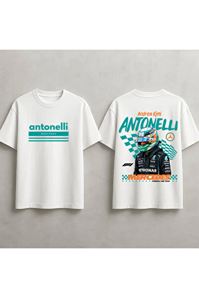 STİL-X Formula 1 Andrea Kimi Antonelli Baskılı Unisex %100 Pamuklu Oversize T...