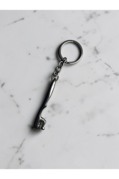 loraniadental Minimalist Black Toothbrush Design Metal Keychain - Dentist Gift