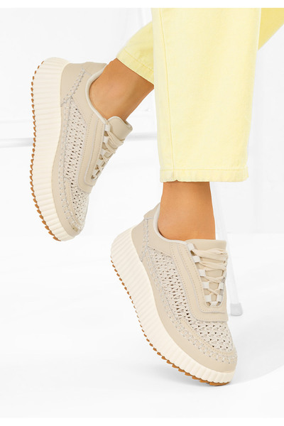 B T Shoes Γυναικεία δερμάτινα sneakers Jessya V2 μπεζ