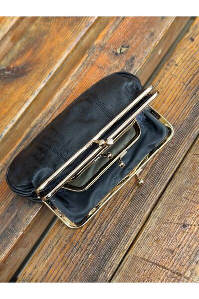 GK LUXURY & FASHION Clip-On Leather Dark Blue Women's Wallet Genuine Leather