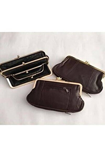 GK LUXURY & FASHION Clip-On Leather Brown Women's Wallet Genuine Leather