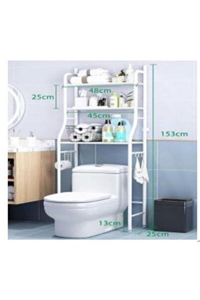 SimpluAcasa Metal Bathroom Organizer Shelf, 3 Shelves, "Over-the-Toilet" Type...