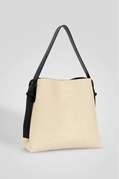 Çanta Trend Wicker Black Buckle Detailed Large Size Women's Shopper Bag