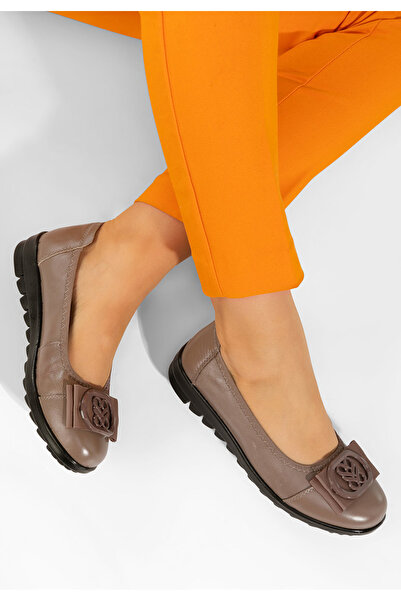 B T Shoes Balerini din piele Demarisa V2 maro