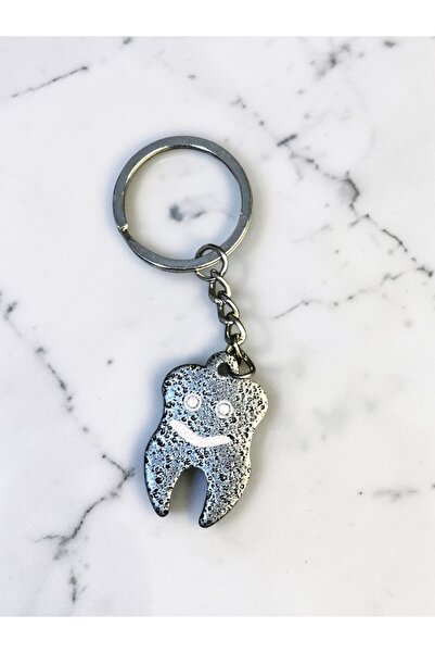 loraniadental Vintage Textured Smiling Tooth Metal Keychain - Antique Silver ...