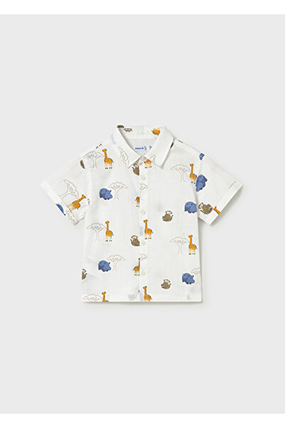 MAYORAL Baby Boy Short Sleeve Patterned Shirt White 01114