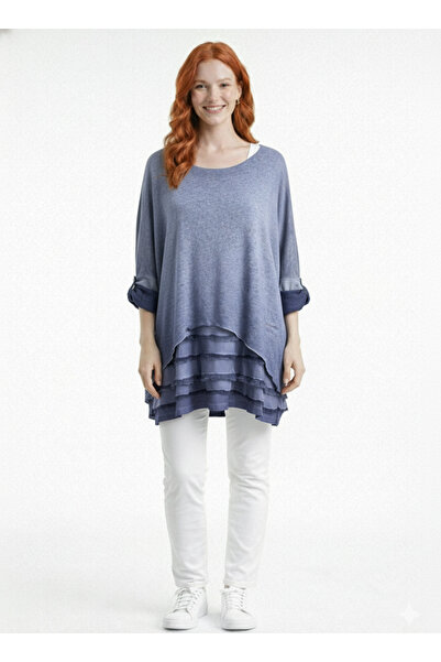 Neden Tekstil Γυναικεία Πλεκτά Υπερμεγέθη Μπλούζα με Λεπτομέρειες και Μακριά ...