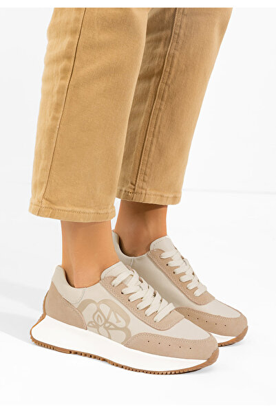 B T Shoes Γυναικεία δερμάτινα αθλητικά παπούτσια Kayara μπεζ